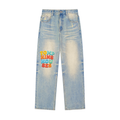 Cabal Tompkins Houses Sun Fade Raw Hem Denim Jeans